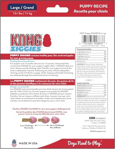KONG Puppy Ziggies Dog Treats 2 Pack (Large, Original) - Teeth Cleaning Dog Treats for Puppies, Long-Lasting Chews, Works Classic Rubber Toys