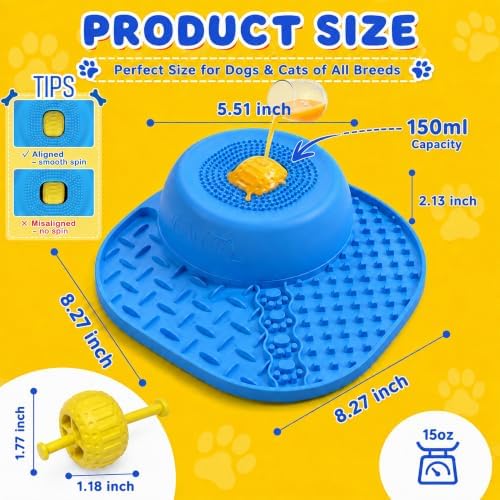 Slow Feeder Dog Bowls, Lick Mat & Interactive Rolling Ball, Dishwasher Safe