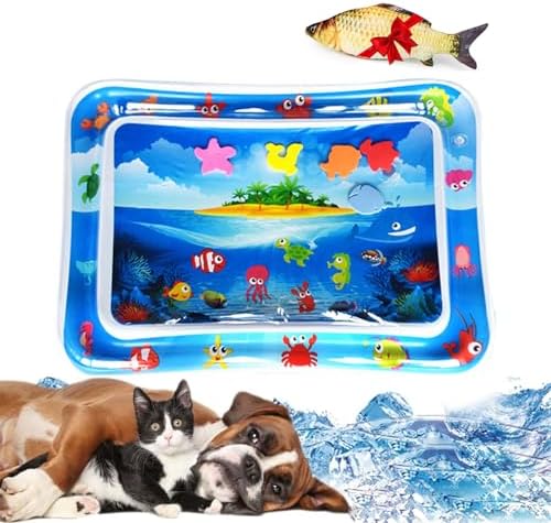 Interactive Cat Water Mat with Fish, Cat Water Play Mat ,H