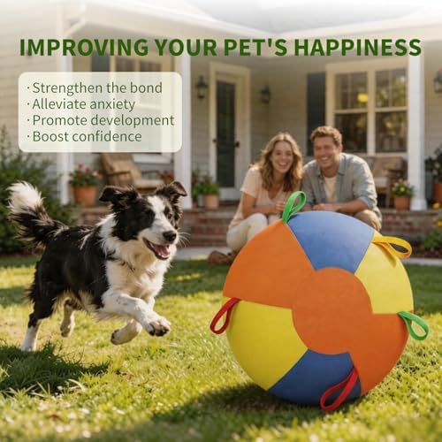 Herding Ball for Dogs,18 Inch Calming Jumbo Ball for Dogs,Durable Tear-Resistant Inflatable Big Ball with Pump,Durable Training Ball for Australian Shepherd, Border Collie, Large Breed