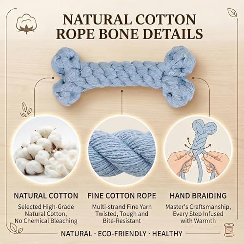 Bone-Shaped Dog Rope Chew Toy, Light Blue