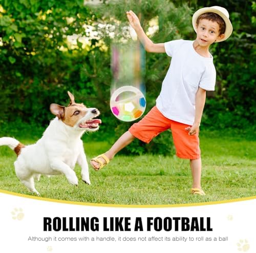 Dog Toy Ball with Handle, Toss and Fetch Play, Interactive Ball for Dogs Playing, Squeaky Floating (2pc)