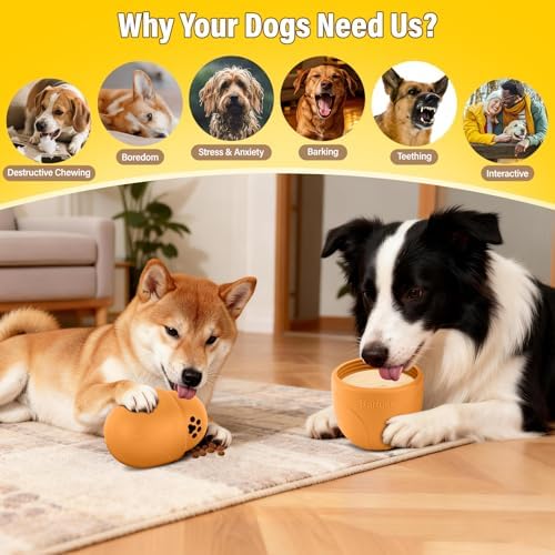 Frozen Treat Dog Toy BPA Free Silicone Dogs Slow Feeder Lick Ball, Orange