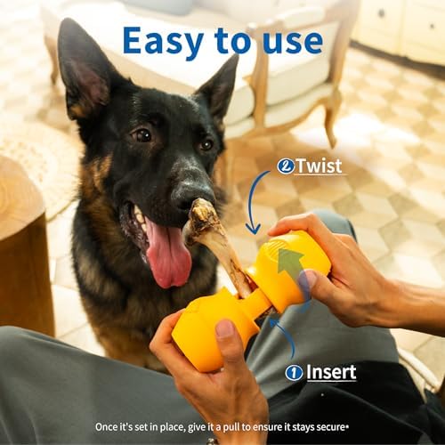 PetClan Chewise Bully Stick Holder for Large Dogs, Metal Teeth Chew Holder