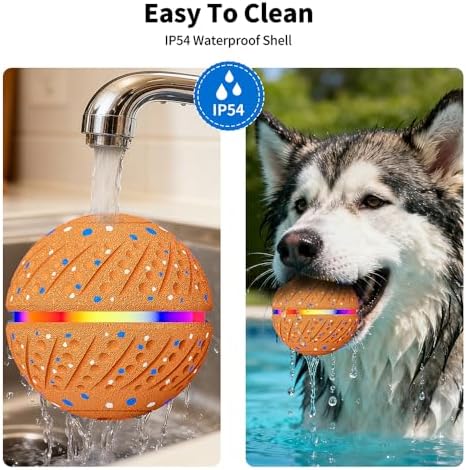 Smart Interactive Dog Toy Ball - Automatic Moving Bouncing Rolling Ball with 3 Modes & RGB Lights, Durable E-TPU Motion Activated Dog Toys for Small Medium Dogs, Keep Busy & Boredom Relief (Orange)