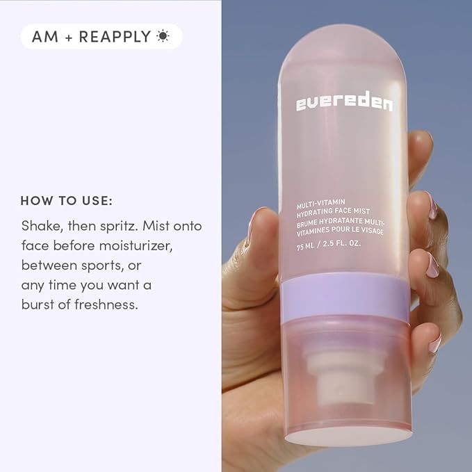 Evereden Kids Multi-Vitamin Hydrating Face Mist | Nourishing Face Spray, Preppy Skincare Essential for Ages 6+ | Clean Formula Safe for Sensitive Skin | Multi-Vitamin Complex, Peach & Mango Juice