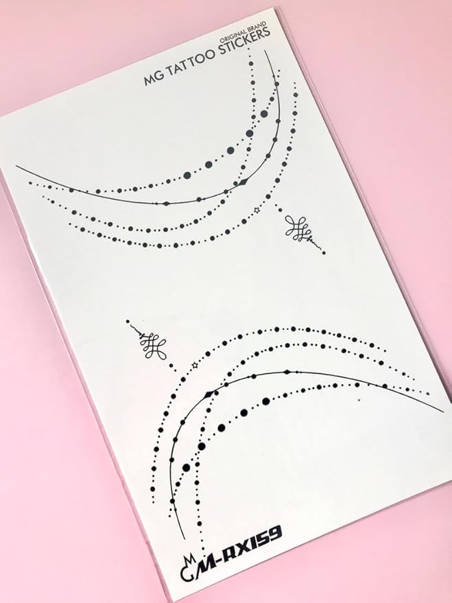 Necklace & Bracelet Temporary Tattoos – Christian Bead Jewelry Design for Neck, Wrist & Foot, Waterproof & Long Lasting Fake Tattoo for Women (Feather necklace)