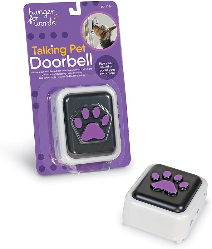 Hunger for Words Talking Pet Doorbell - Potty Training Door Bell, Dog Training Tools, Puppy Must Haves, Puppy Buttons, Potty Train Bell for Dogs, Button for Dogs, Housetraining Dog Doorbell