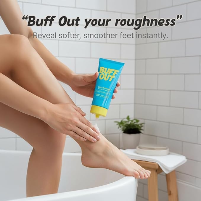 BUFFOUT Callus Eraser Exfoliating Gel – Body Care Exfoliator Scrub & Exfoliant for Feet, Heels, Elbows & Knees – Dead Skin Care with Perlite & Apricot Seed Powder