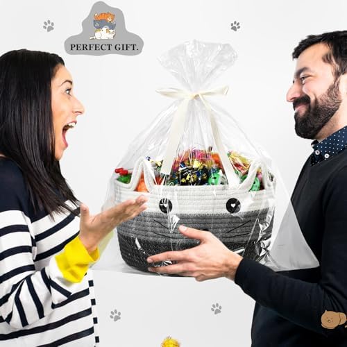 Zopeal 76 Pcs Cat Storage Basket Gift Toys Set, Grey