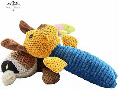 NatureTailsPaw Soft Dog & Cat Toy – Cute Squeaky Interactive Chew Toy for Puppies & Kittens, Durable Plush Teething Toy for Small, Medium & Large Breeds (Cow)