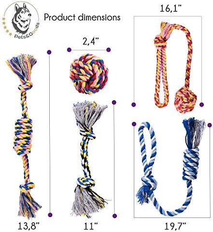 Pets&Goods Dog Rope Chew Toys – 5-Pack Durable Cotton Tug Toys for Puppies & Small/Medium Dogs – Dental Cleaning, Teething Relief, Washable & Safe Play