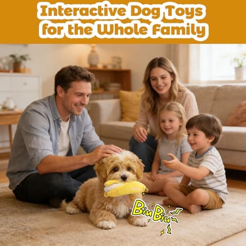 Banana Treat-Dispensing Plush Toy for Small Dogs & Puppies: Hide and Seek Squeaker, Crinkle Sounds, Chew for Teething and Aggressive Chewers
