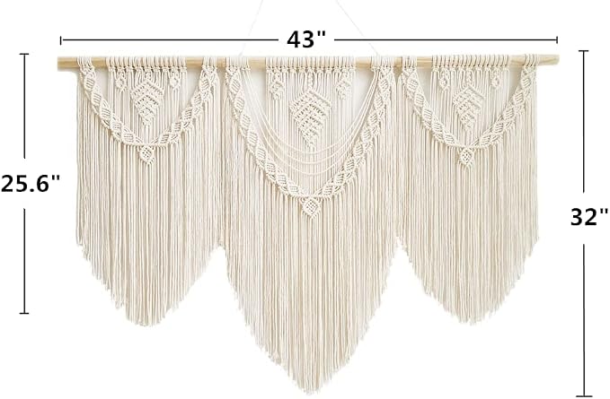 guzhiou Large Macrame Wall Hanging, Boho Woven Tapestry Decor Art, 43"x32" | Handmade bohemian woven tapestry for bedroom, living room, apartment. Perfect Boho style wall decor art for weddings, parties
