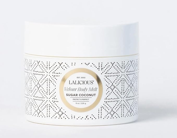 LaLicious Sugar Coconut Velour Body Melt - Multitasking Balm-to-Oil Skin Moisturizer with Macadamia Oil & Coconut Oil - Shave Gel, Hair/Scalp/Hand/Foot Mask - Help Prevent Stretch Marks (8oz)