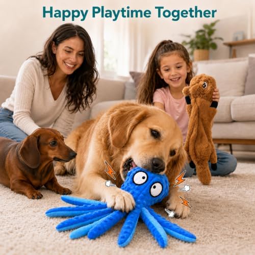 Dog Squeaky Toy, No Stuffing Dog Toys with Crinkle Paper
