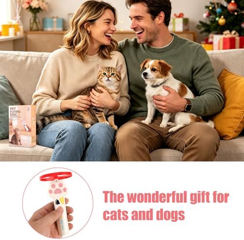 Cat Fetch Toy Launcher Set, Kitten Interactive Exercise Playing Toys Including 6 Flying Discs & Charging Cable for Pet Outdoor & Indoor Accessories