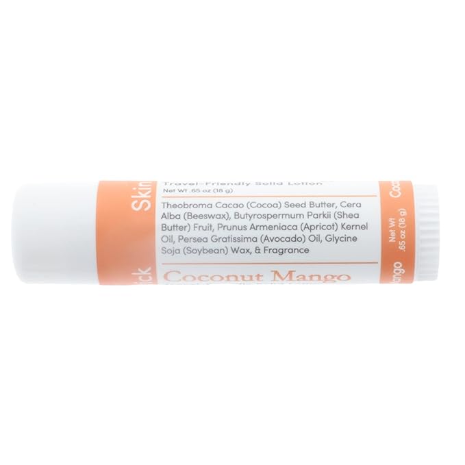 Rinse Bath & Body Coconut & Mango Solid Lotion Stick - Natural Lotion Bar w/Shea and Cocoa Butter | Deep Moisturizing No Mess Travel Lotion w/Beeswax, Apricot & Avocado Oil | Handmade |.5oz