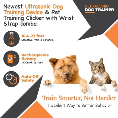 Dog Bark Deterrent Devices – 3 Modes, 15m Range, Flashlight | Safe Humane Anti Barking Device for Dogs | Bark Deterrent Device, Dog Clicker for Training, Dog Training Clicker for Peaceful Home