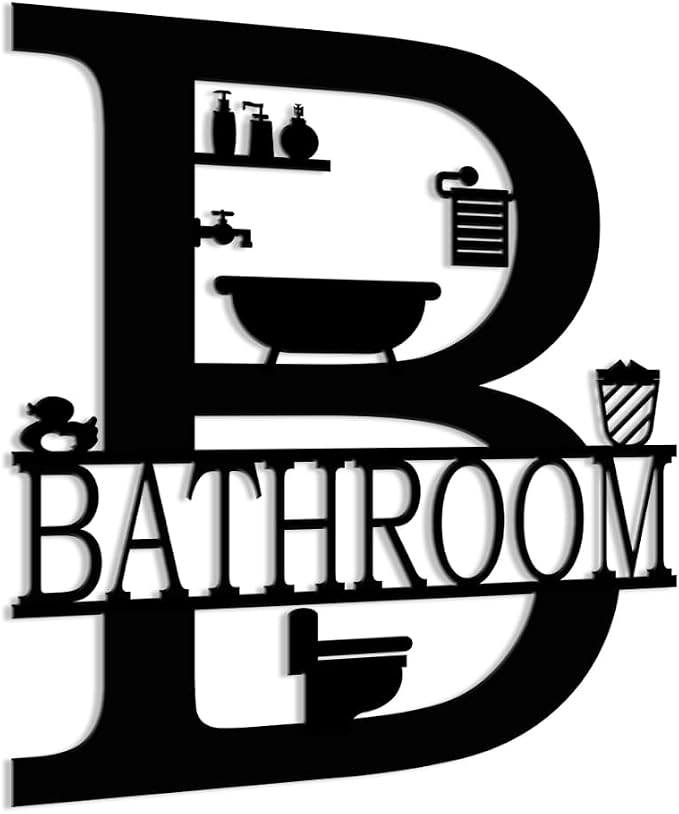 XORT Farmhouse Vintage Funny Metal Bathroom Wall Plaque Art | Modern Home Hanging Metal Bath Decor, Ideal Wall Ornament for Restroom Decoration