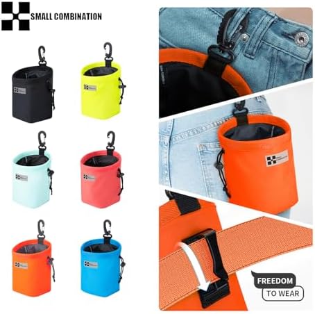 Dog Treat Pouch,Portable Puppy Dog Training Treat Bag,Hand Free Dog Walking Bag,Pet Feed Snack Reward Pocket,Dog Food Dispenser for Pet Puppy Travel or Outdoor Use (Orange)