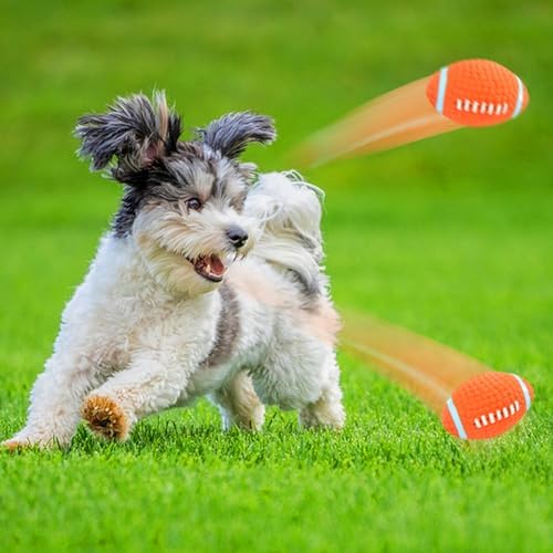 3.4" Squeaky Dog Toy Football, Rugby Shape Interactive Dog Balls for Teething Puppies, Small and Medium Dogs, Durable Dogs Balls for Chewing and Training (Small, 2 PCS)