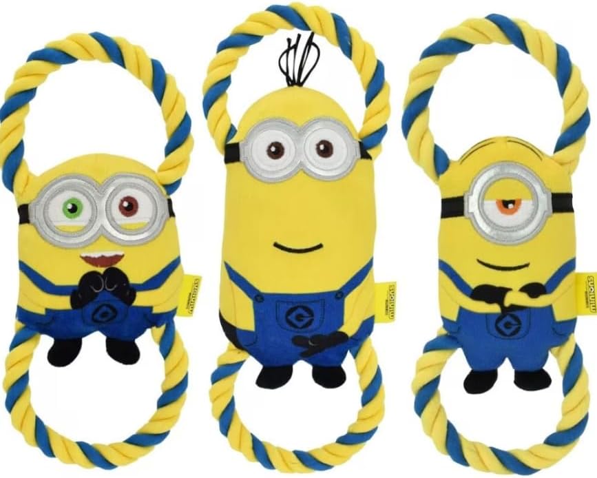 Multipet 11" Minion Dog Toy with Double Tug and Squeakers (3-Pack) (Bob, Kevin and Stuart)