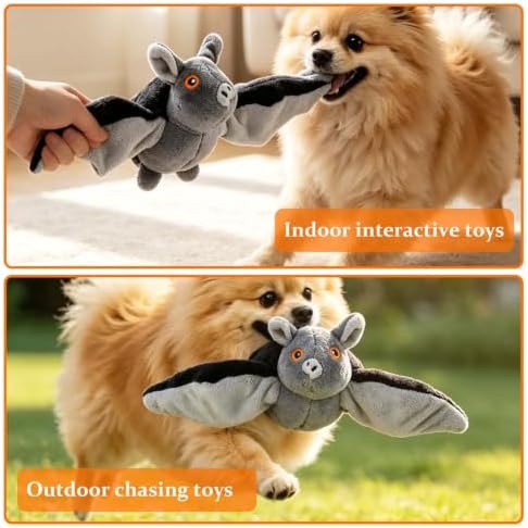 Flying Bat Dog Toy, Halloween Dog Cat Toys, Automatic Interactive Cat Toys Indoor Cats, Realistic Flight Motion and Chirping Sound, Outdoor for Exercise, Play and Bored