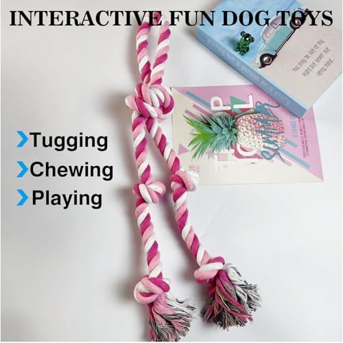 Rope Toy for Dogs,Large Dog Rope Toys for Aggressive Chewers, Heavy Duty Dog Toys for Large Medium Breed, Indestructible Tough Chew Toys Tug of War Dog Toy Cotton Rope for Teeth Cleaning