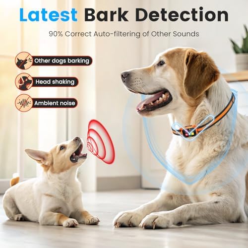 Smart Dog Bark Collar - Anti Barking Device for Large Medium Small Dogs, Stop Excessive Barking & Aggression Behavior, with 5 Modes & 5 Sensitivity, IP67 Waterproof for Indoor/Outdoor Use, Orange