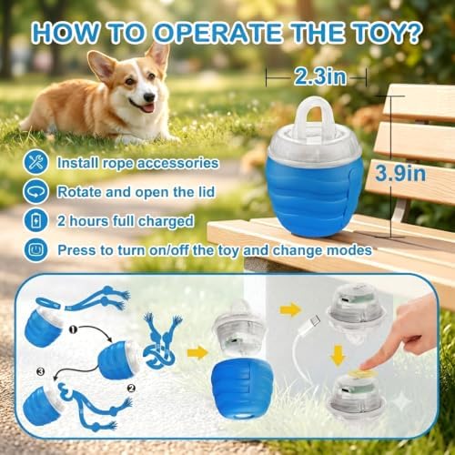 Interactive Dog Toys, Interactive Dog Ball for Medium/Large Dogs, Automatic Moving Dogs Toy Wicked Ball for Boredom(Blue)