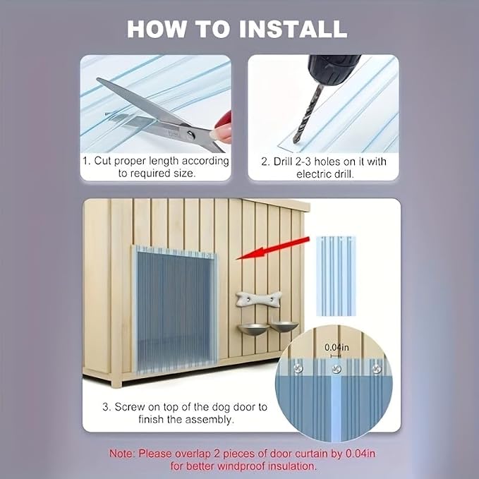 Dog Door Replacement Flaps, Safe Plastic Vinyl Strip for DIY Doghouse or Cat Door, Transparent Dog House Door Flap, Easy to Cut & Install, 7 in x 59 in