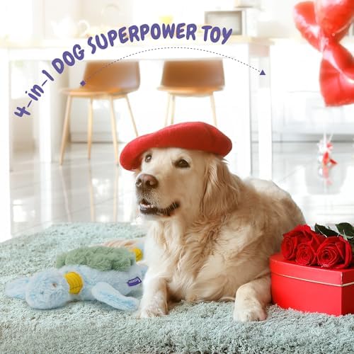 Fuzzwoof Squeaky Dog Toy, New 2026 Turtle Tug of War Crinkle Dog Toy