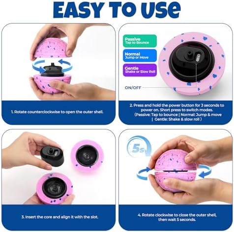 Fsitego Interactive Dog Ball Toys, Automatic Moving Bouncing, Rotating Smart Dog Toy for Small, Medium, Large to Keep Them Busy, Durable E-TPU Material & IP65 Waterproof, 5H Continuous Use(Pink)