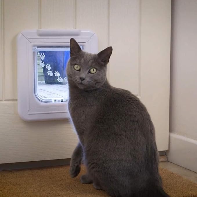 Cat Mate Elite Microchip Cat Flap with Digital Timer & LCD Display Bundle, Includes Pet Door (355) & Elite Wall Liner (308) - Small to Average Sized Cats, for UPVC, Glass and Wood Installation