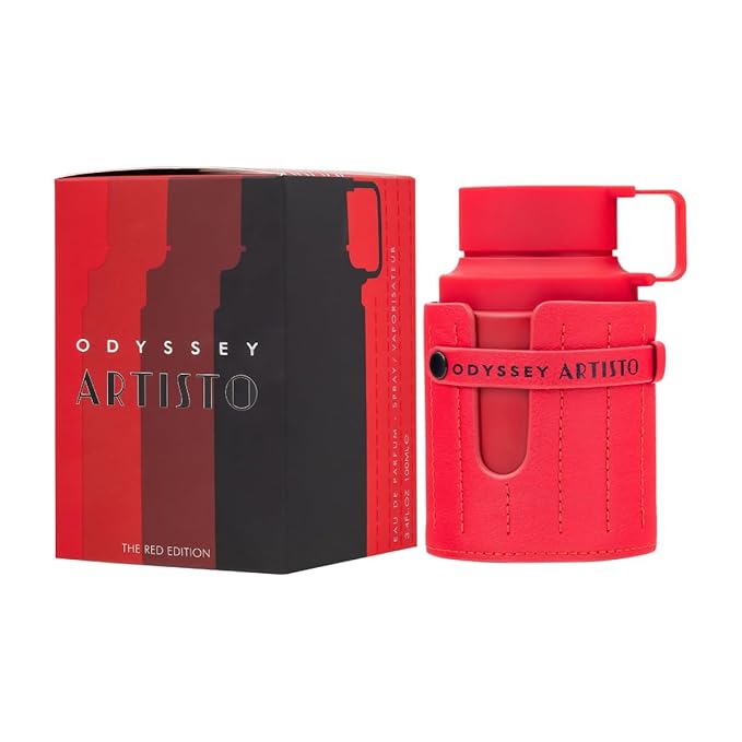Armaf Odyssey Artisto The Red Edition – Woody, Sweet, Tropical, Warm Spicy – Eau de Parfum Spray Long-Lasting Fragrance for Unisex, 3.40 Ounce / 100 ml