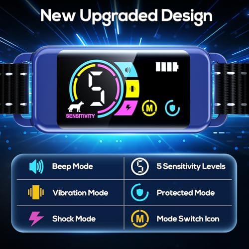 Bark Collar, 2 Pack Smart Dog Bark Collar for Large Medium Small Dogs, Anti Barking Device for Dogs Training Collar with Beep Vibration Harmless Shock, 5 Adjustable Sensitivity (Blue)
