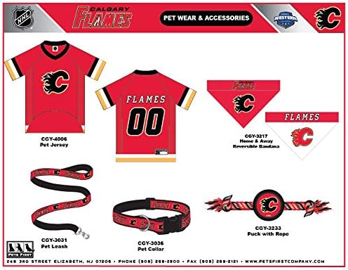 Pets First NHL Calgary Flames Collar for Dogs & Cats, Medium. - Adjustable, Cute & Stylish! The Ultimate Hockey Fan Collar!