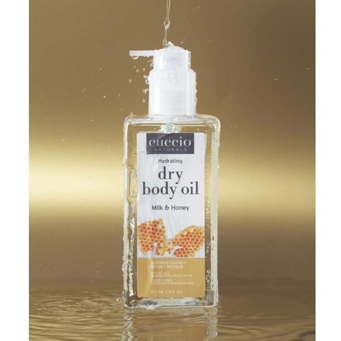 Cuccio Naturale Hydrating Dry Body Oil – Milk & Honey, Fast‑Absorbing Non‑Greasy Moisturizer for Comforted Soft Skin, 15.5 fl oz