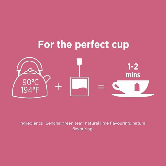 Taylors of Harrogate Lychee & Lime, Green Tea, Individually Wrapped Bags, 20 Count (Pack of 1), Uplifting, Zesty and Lively, Caffeinated, Enjoy Hot or Iced, 20 Teabags