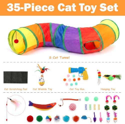 35 Pcs Interactive Cat Toys for Indoor Cats, S-Shaped Kitten Play Tube Toy