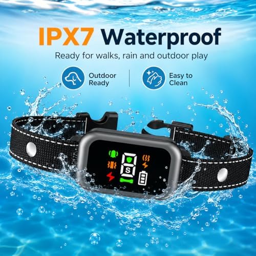 Smart Bark Collar for Large Medium Small Dogs, Anti Barking Device with 6 Training Modes, Exclusive Forced Bark-Stopping, Rechargeable IP67 Waterproof Bark Collar with 7 Sensitivity