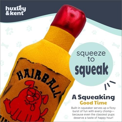 Huxley & Kent Power Plush Squeaky Dog Toy, Hairball Cinnamon Whisky, Sm