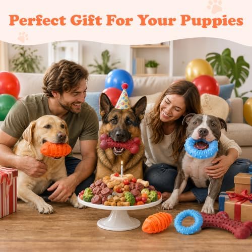 3 Pack Dog Chew Toys for Aggressive Chewers, Indestructible Toys