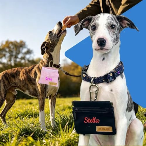 Personalized Dog Treat Pouch for Leash with Name Logo Portable Treat Pouches for Pet Training Dog Hand Free Training Pouch Pet Dog Food Dispenser for Travel or Outdoor Use