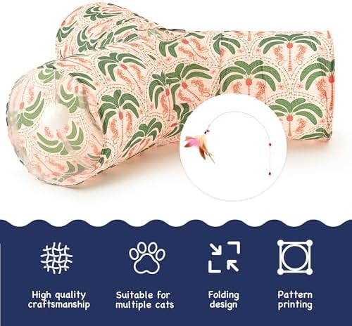 Tempcore Cat Tunnel, 3-Way Collapsible Toy for Indoor Cats, Coconut