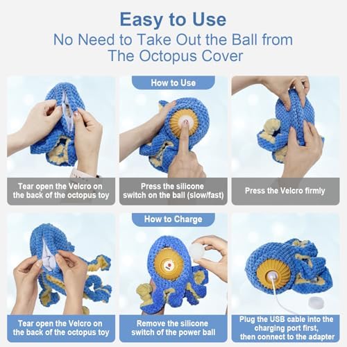 Plush Octopus Cover for Interactive Octopus Dog Toy,Soft & Durable Replacement Accessory,Not for Aggressive Chewers(Blue)