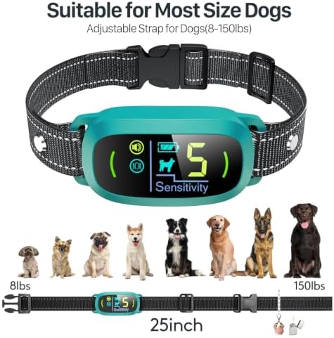 FAFAFROG Dog Bark Collar, Rechargeable Smart Collar, Anti Barking Training Collar with 5 Adjustable Sensitivity Beep Vibration, Bark Collar for Large Medium Small Dogs (Clear)