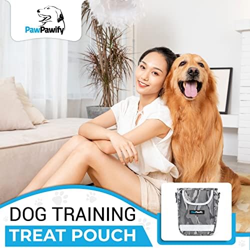 Dog Training Treat Pouch – Treat Bag for Dog Training with Built-in Poop Bag Holder – Waist Dog Training Pouch with Reflective Strips – Fanny Pack for Dog Training