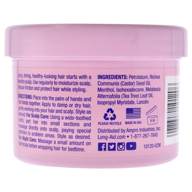 AMPRO Long-Aid K7 Hair and Scalp Conditioner - Rich with Natural Emollients - Provides Stronger Hair and Scalp for All Hair Textures - Protects Against Humidity and Nature - 8 oz (Pack of 2)